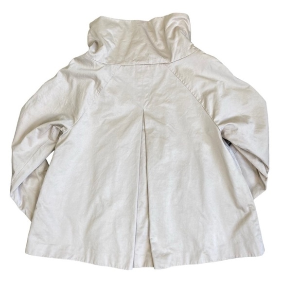 QVC Retro 60s Style A-line Swing Jacket Trenchcoat Full Zip Beige Twee Sz XS - Picture 9 of 14